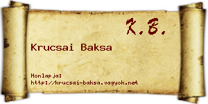 Krucsai Baksa névjegykártya